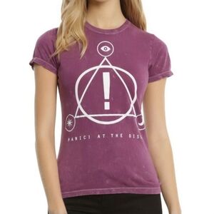 Panic At The Disco Graphic Tee Women's Size Medium Pink Wash Symbols Logo